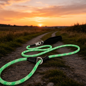 Reflective Braided Nylon Pet Leash for Nighttime Safety – Shock-Absorbent Outdoor Dog Leash