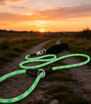 Reflective Braided Nylon Pet Leash for Nighttime Safety – Shock-Absorbent Outdoor Dog Leash