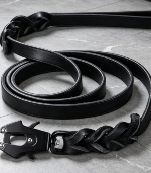 Braided Genuine Leather Leash (with Tactical Frog Clip; for Medium to Large Dogs)