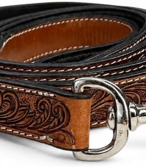 Western-Style Embossed Genuine Leather Dog Leash (Full-Grain, Handmade)