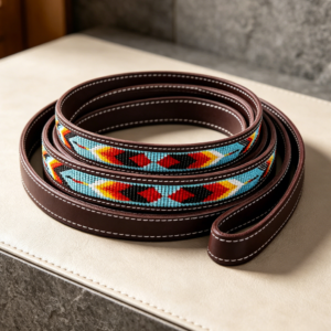 Beaded Genuine Leather Dog Leash