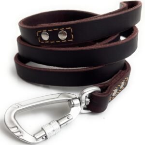 Heavy-Duty Genuine Leather Dog Leash (Locking Carabiner, for Large Dogs)