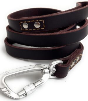Heavy-Duty Genuine Leather Dog Leash (Locking Carabiner, for Large Dogs)