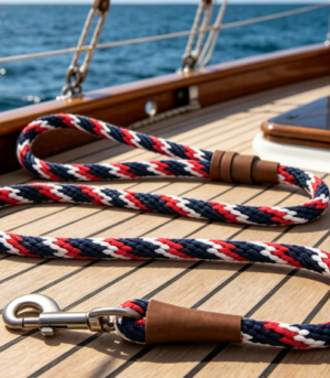 Color-Block Braided Nylon Pet Leash – Outdoor Yacht-Style Design